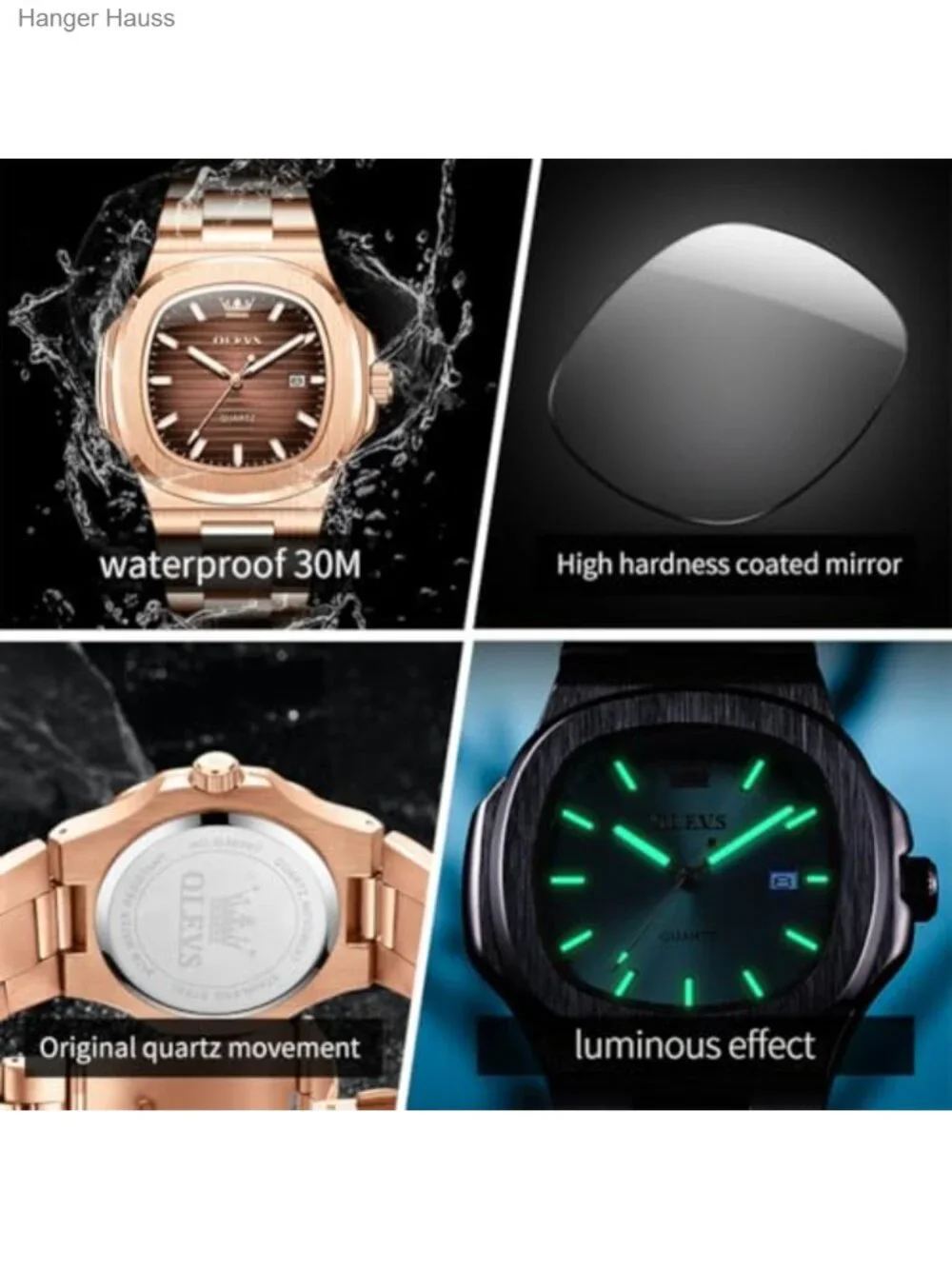 Men's Octagon Stainless Steel Dress Watch, Analog Quartz with Date Window,